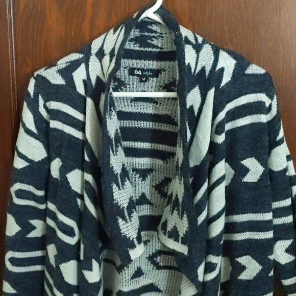 64 Sixty Five Mohair Blend Long Sleeve Open Front Boho Aztec Cardigan Size Med - Picture 2 of 10